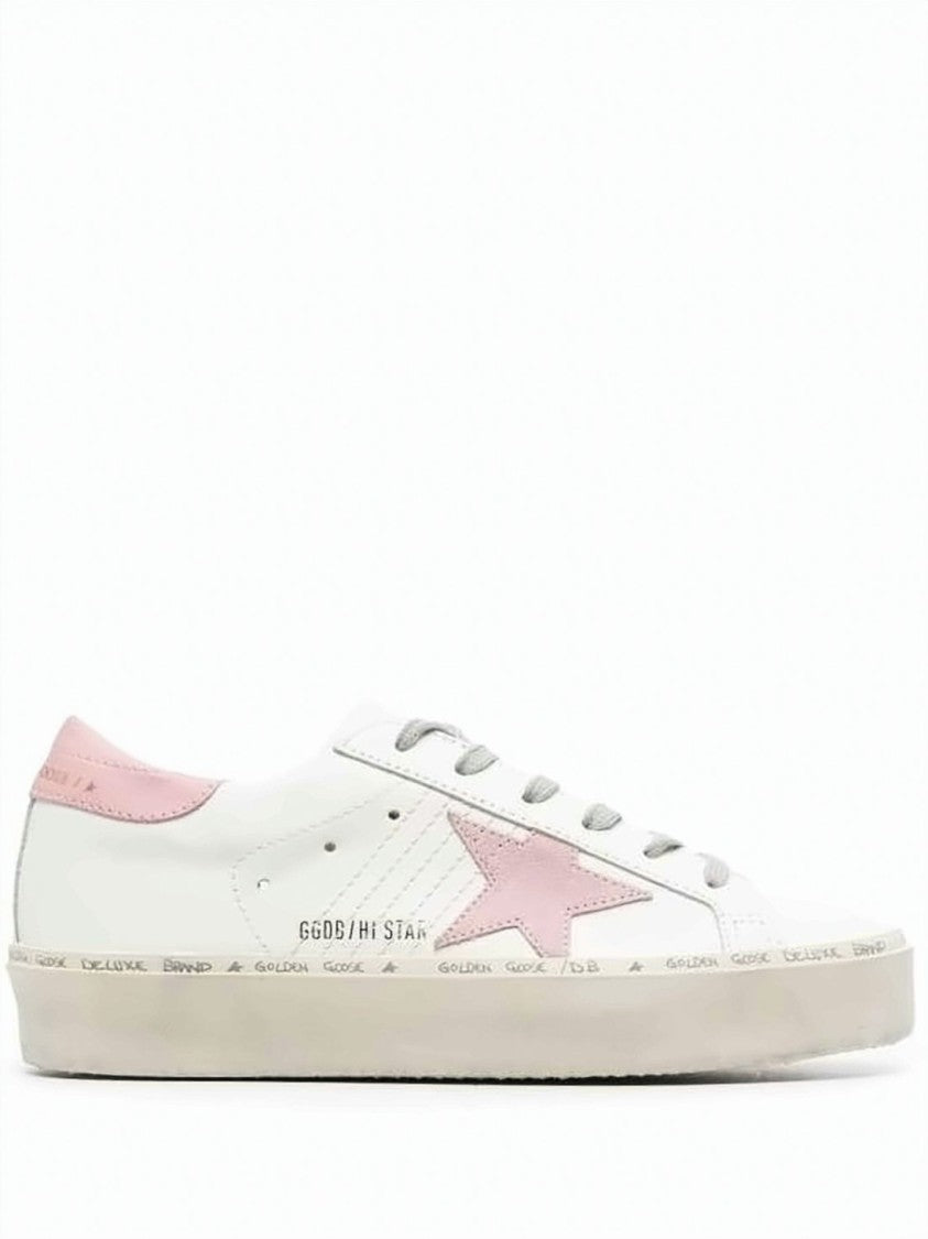 Golden Goose Low-Top Sneakers With Pink Star And Distressed Sole