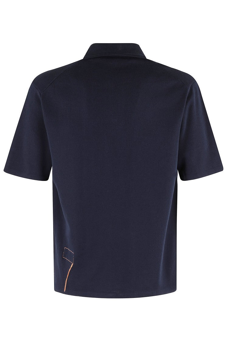 Fortela V-Neck Cotton Polo Shirt With Ribbed Detailing