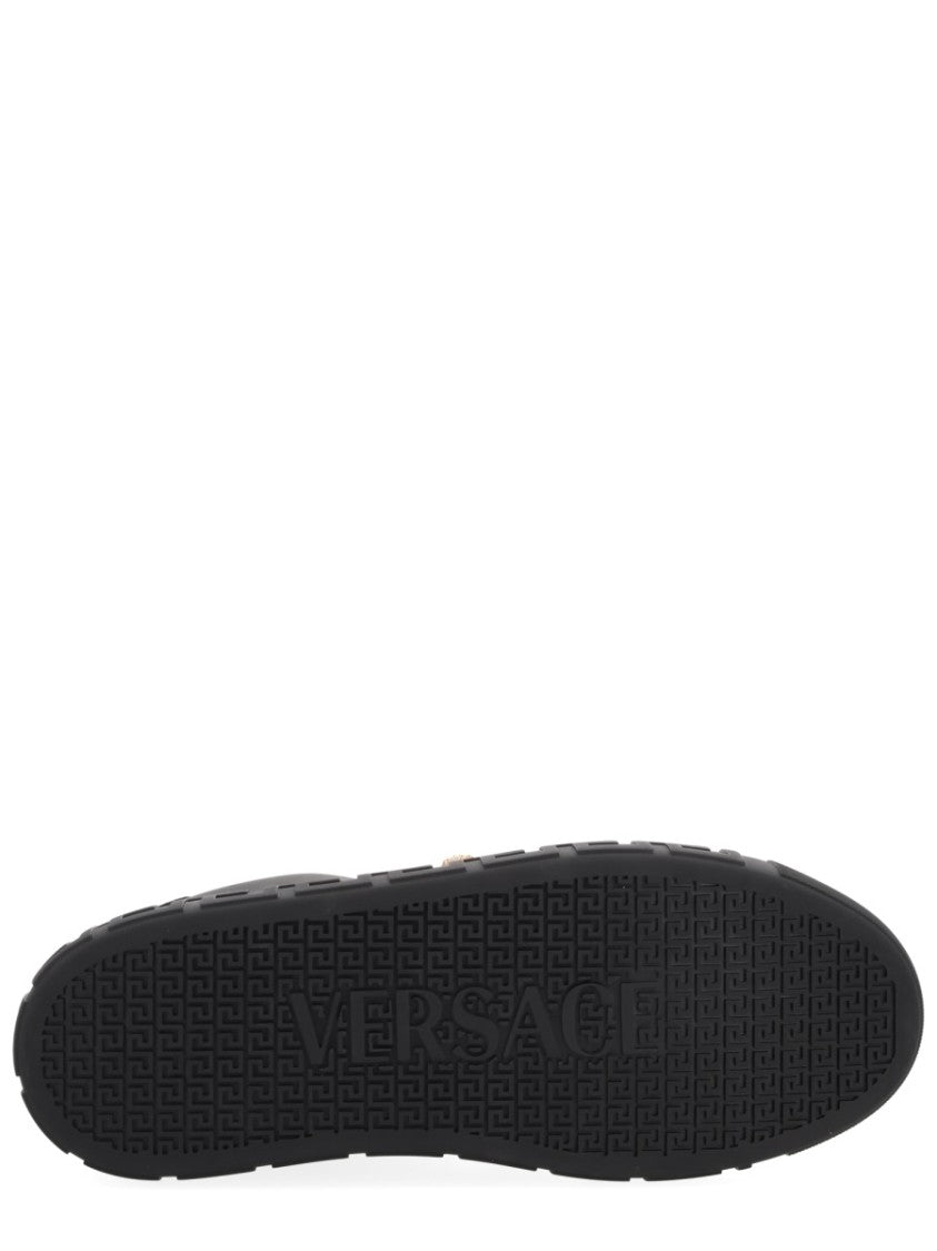 Versace Calf Leather Low-Top Sneakers With Gold Medusa Head Embellishments