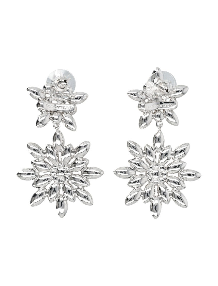 Self-Portrait Crystal Tiered Silver Plated Pendant Earrings