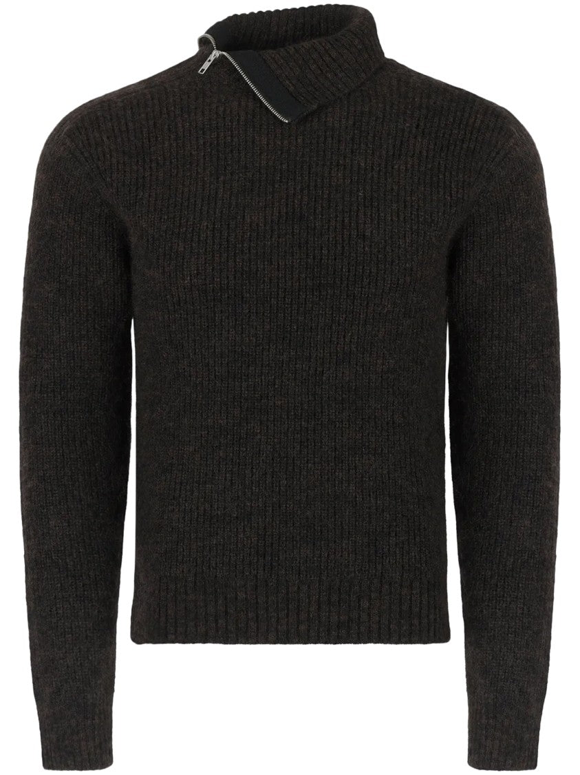 Entire Studios Chunky Ribbed High-Collar Zip-Through Knit