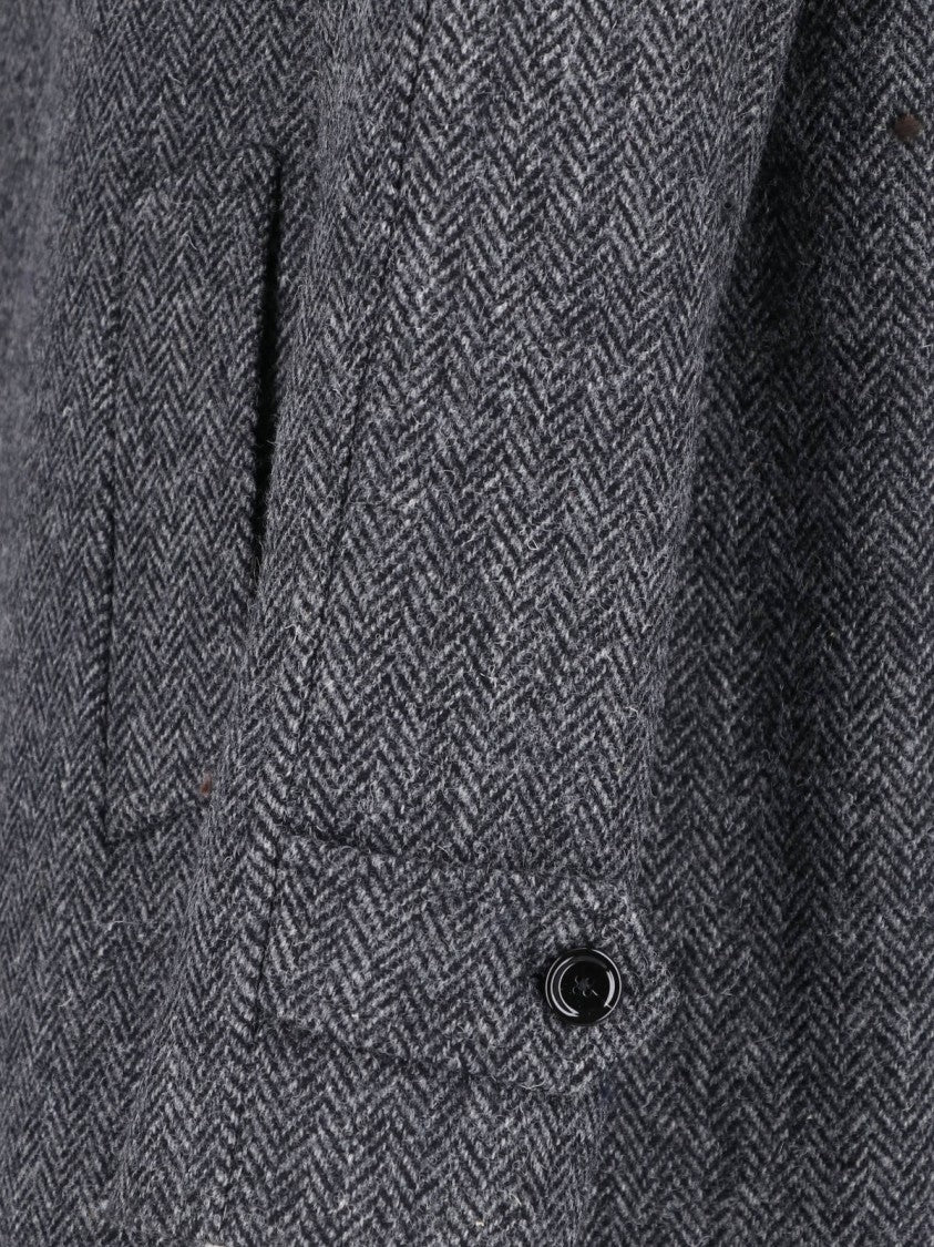Lardini Mid-Length Wool Coat With Classic Collar And Button Closure