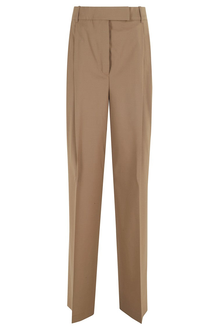 Róhe Mocha Mid Waist Tailored Double-Pence Wool-Blend Formal Pants