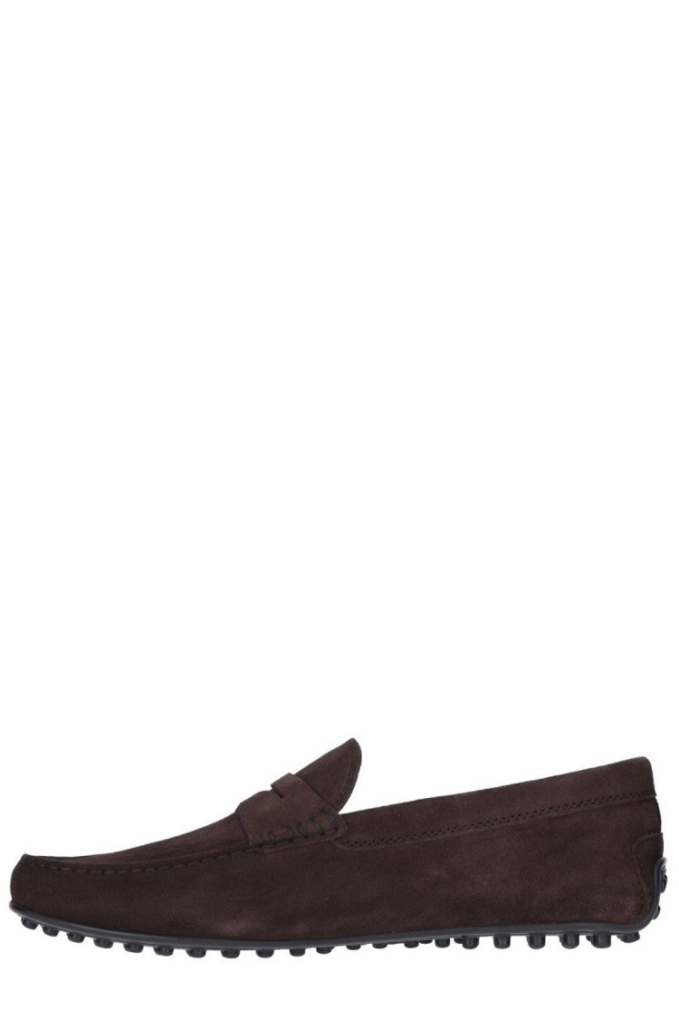 Tod's Dark Brown Suede Loafers With Moccasin-Style Upper