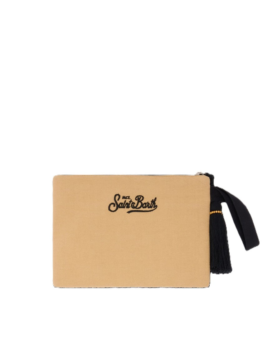 Mc2 Saint Barth Leopard Print Clutch Bag With Beaded Detailing