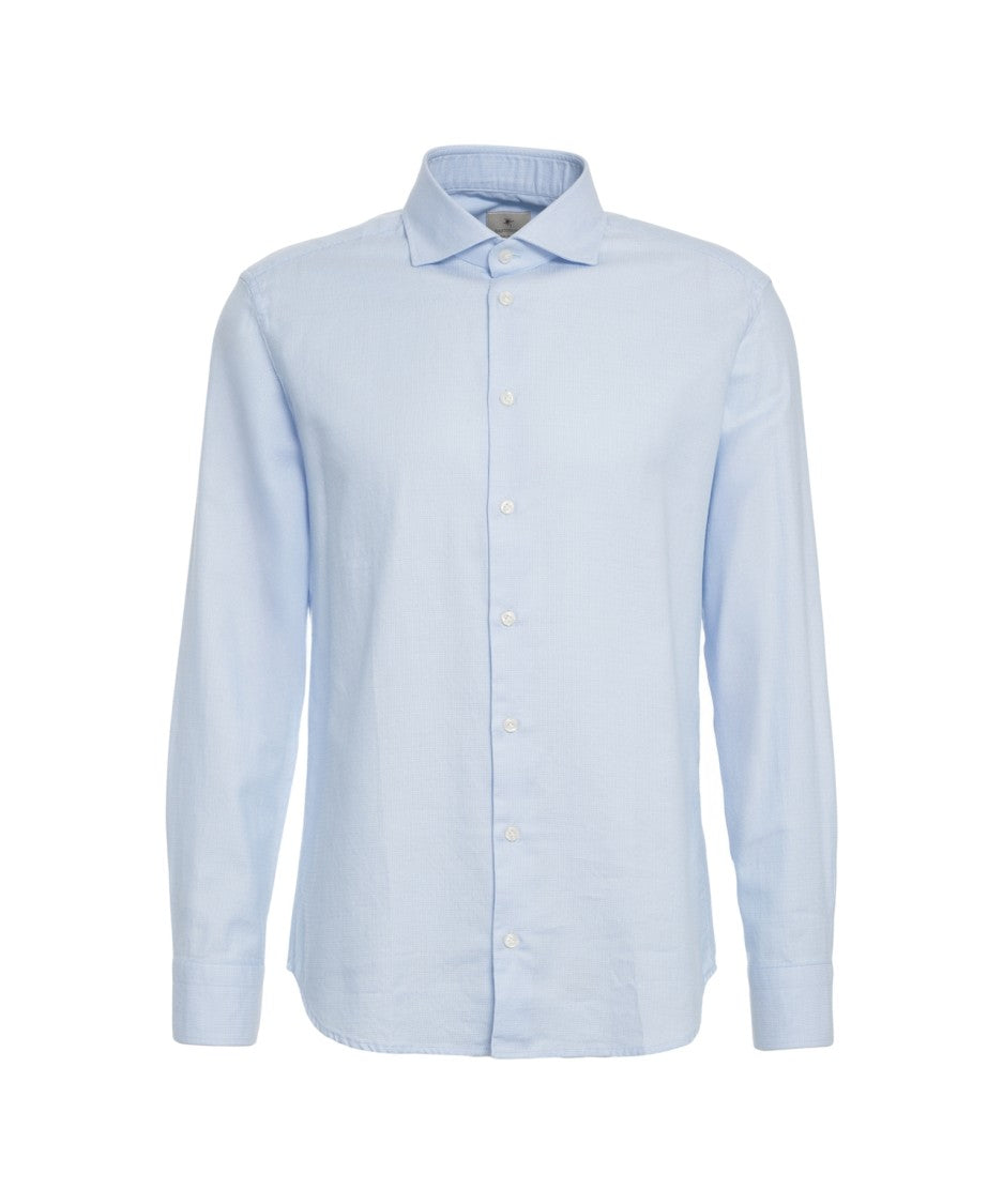 Bastoncino Long-Sleeve Cotton Shirt With Timeless Kent Collar