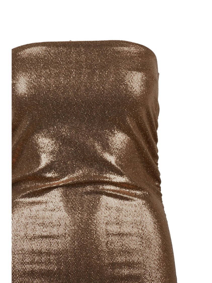 Merci.Live The Unexpected Strapless Bodycon Midi Dress With Lurex Finish