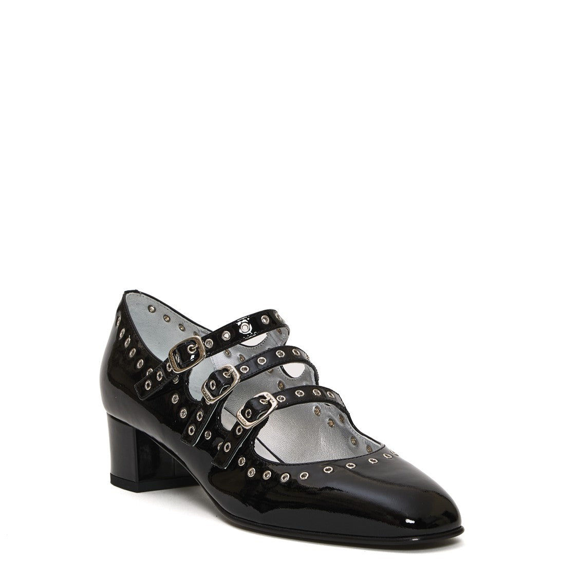 Carel Paris Pump Patent Black Studs Heel 40 Mm