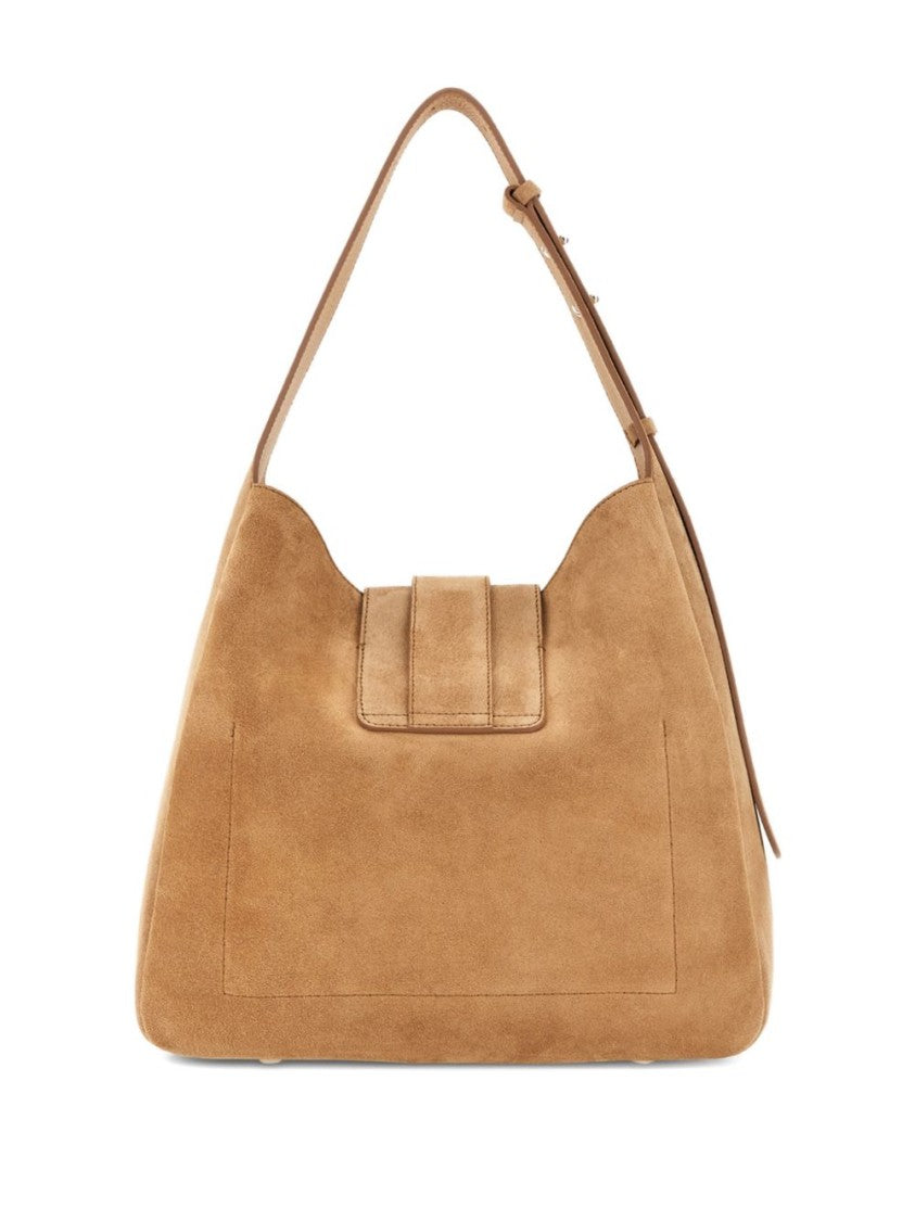 Hogan Structured Shoulder Bag In Warm Beige Calf Leather