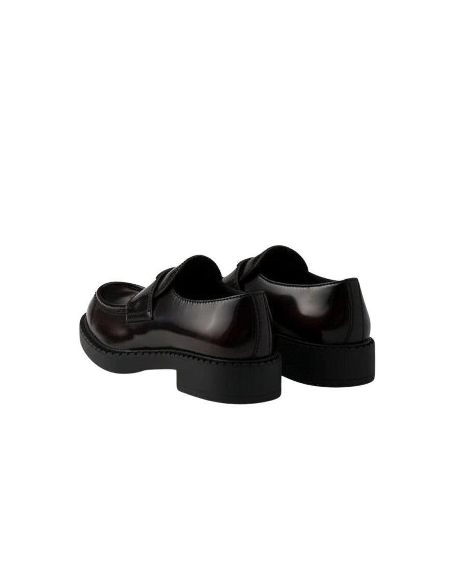 Prada Calf Leather Loafers With Triangular Logo Plaque