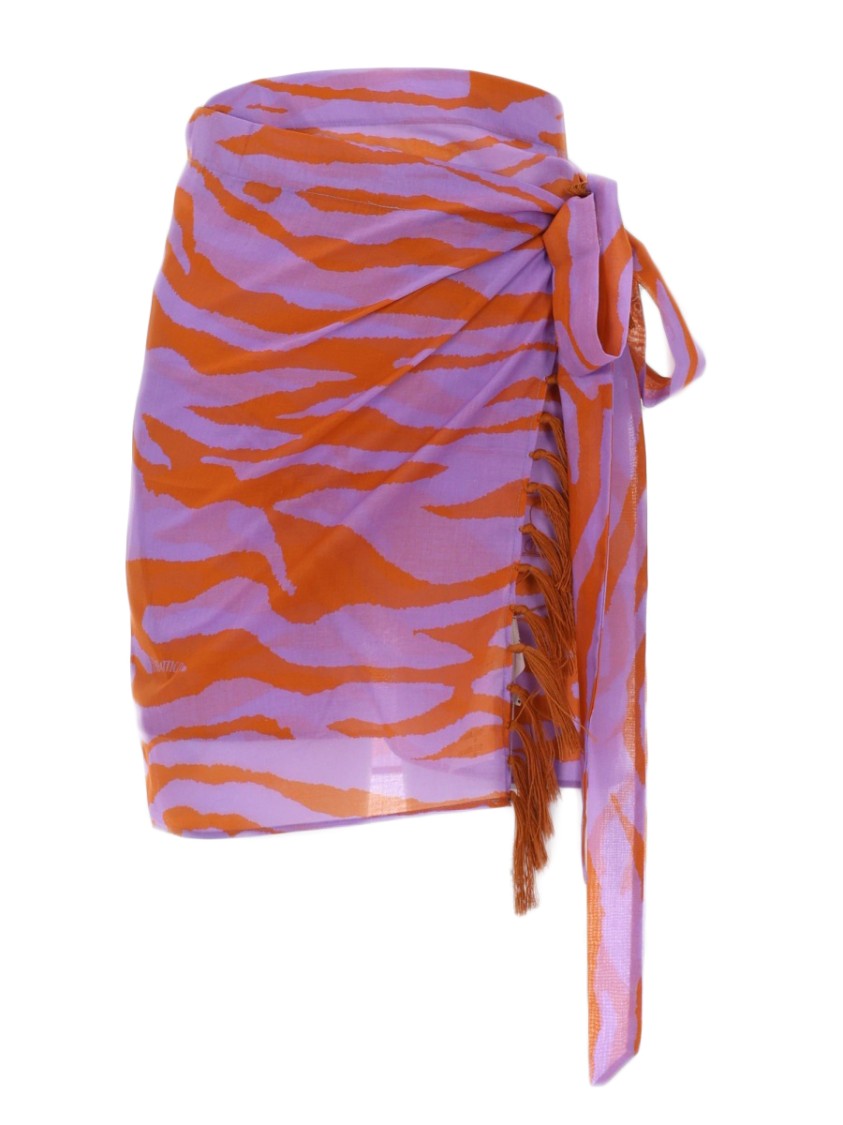 The Attico Lightweight Animal Print Pareo Skirt