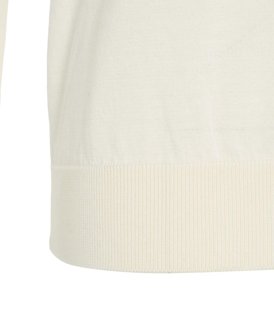 Gender Ribbed White Knit Pullover