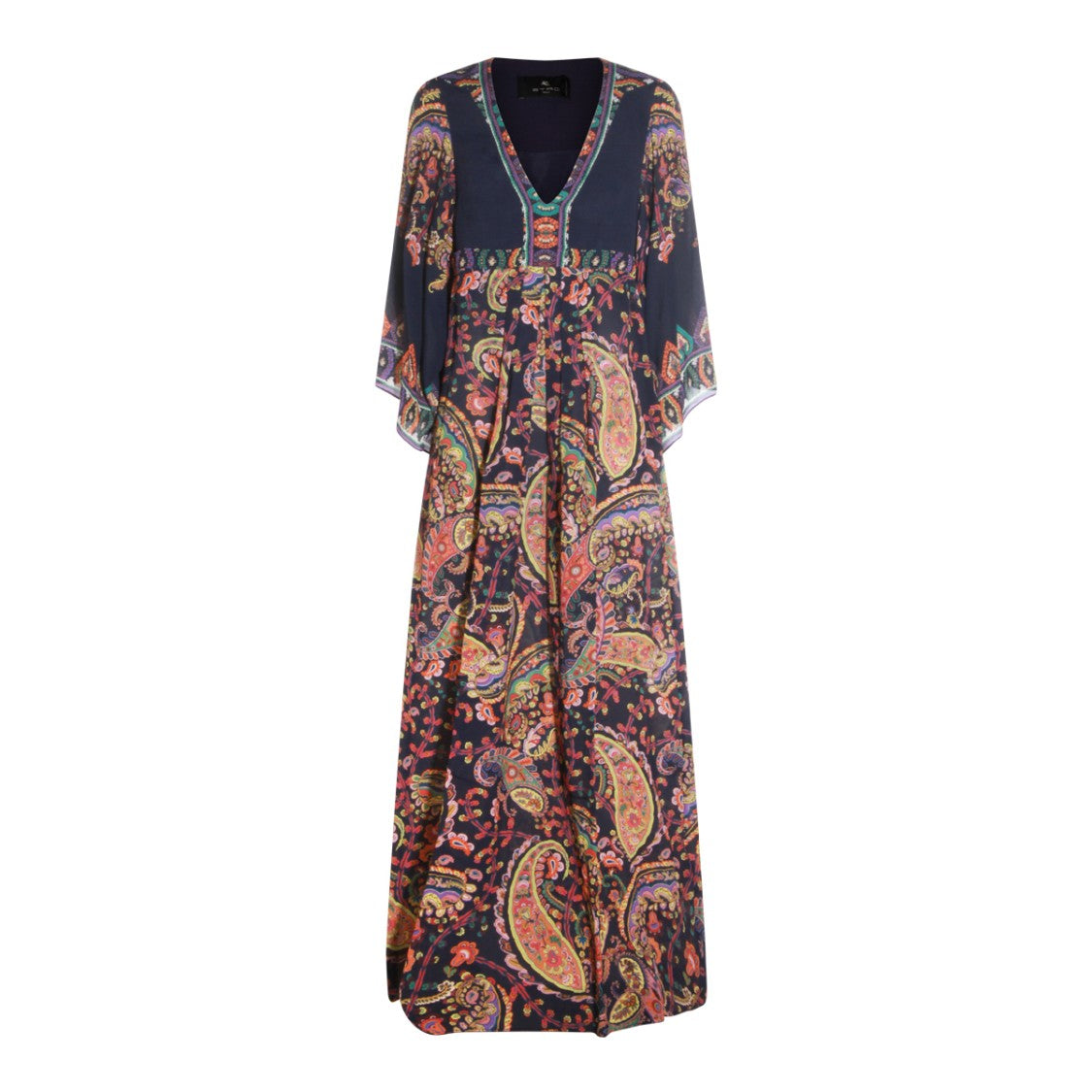 Etro Multicolor Paisley Viscose Maxi Dress With Midi Sleeves