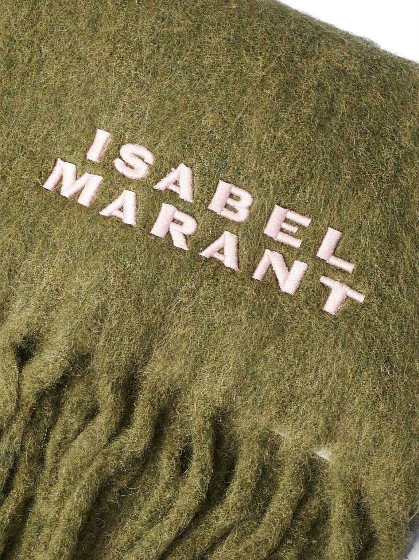 Isabel Marant Firny-Gz Fringed Olive Alpaca-Blend Scarf