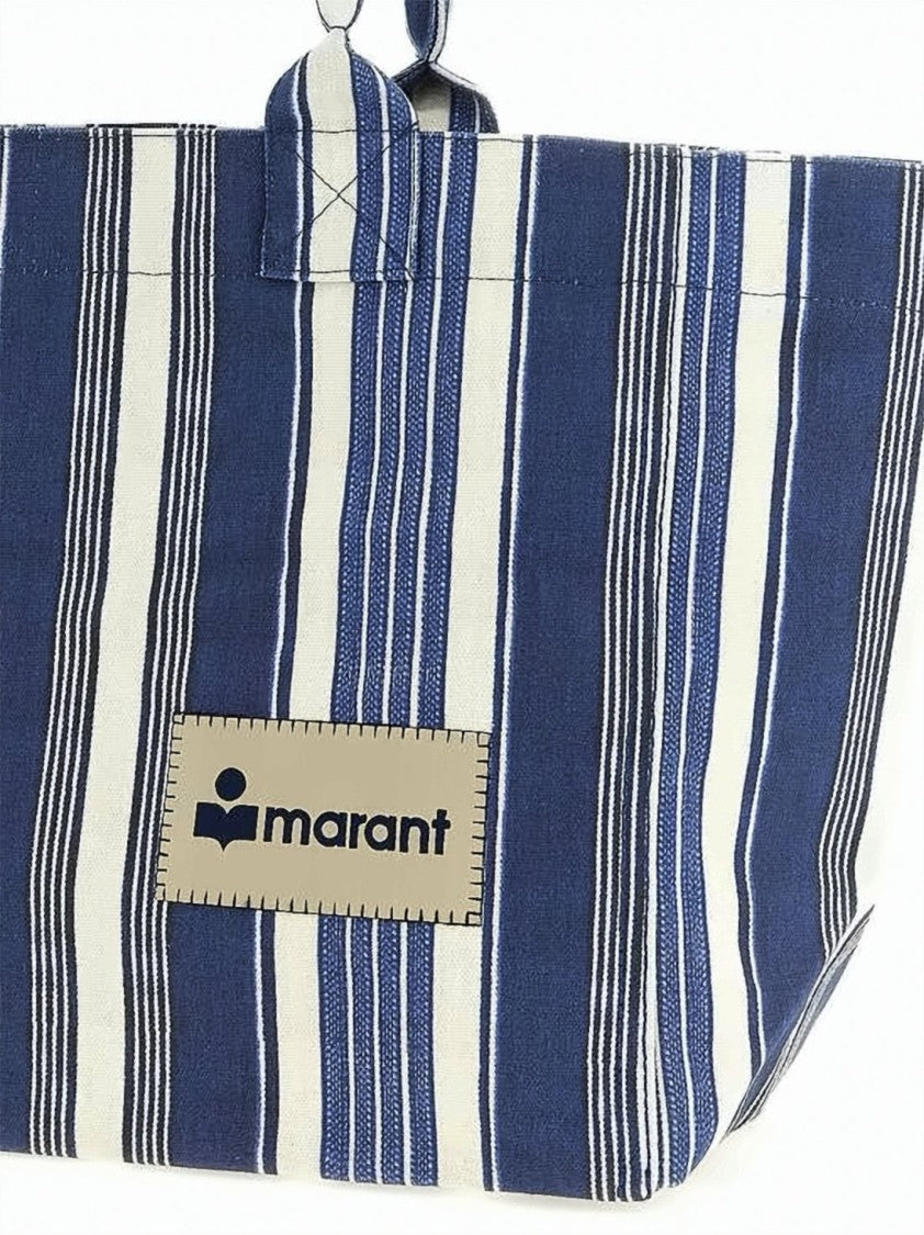 Isabel Marant Medium Cotton Shoulder Bag With Vertical Stripes