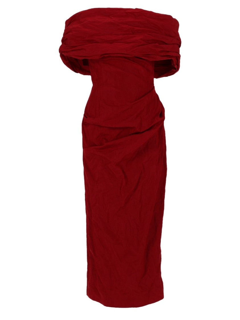 Magda Butrym Off-Shoulder Fitted Cotton-Blend Dress