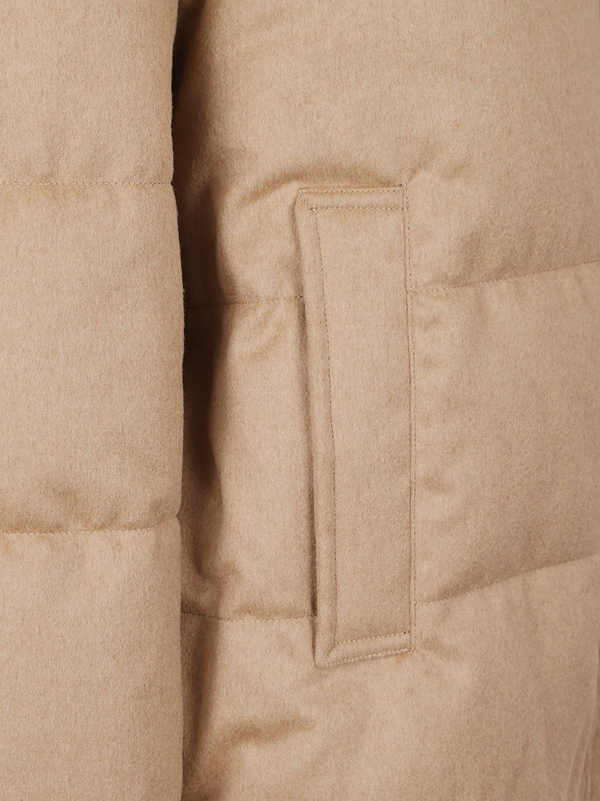 Max Mara Boxy Cropped Camel Coat With Quilted Padding