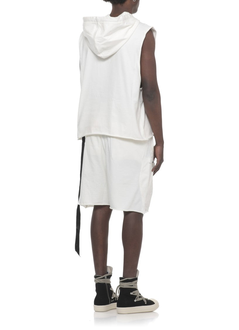 Drkshdw By Rick Owens Ivory Tunic Cotton Sleeveless Hoodie