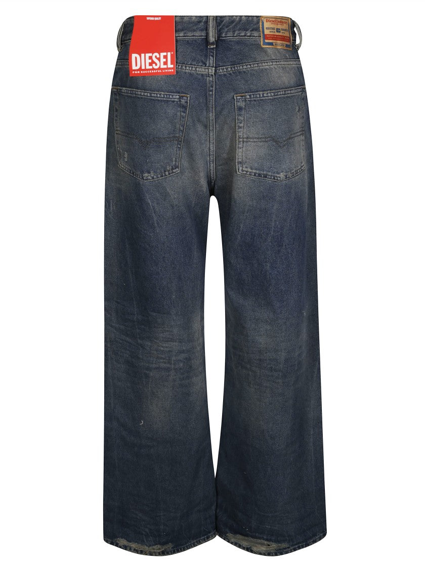 Diesel Cropped Wide-Leg Jeans With Distressed Detailing