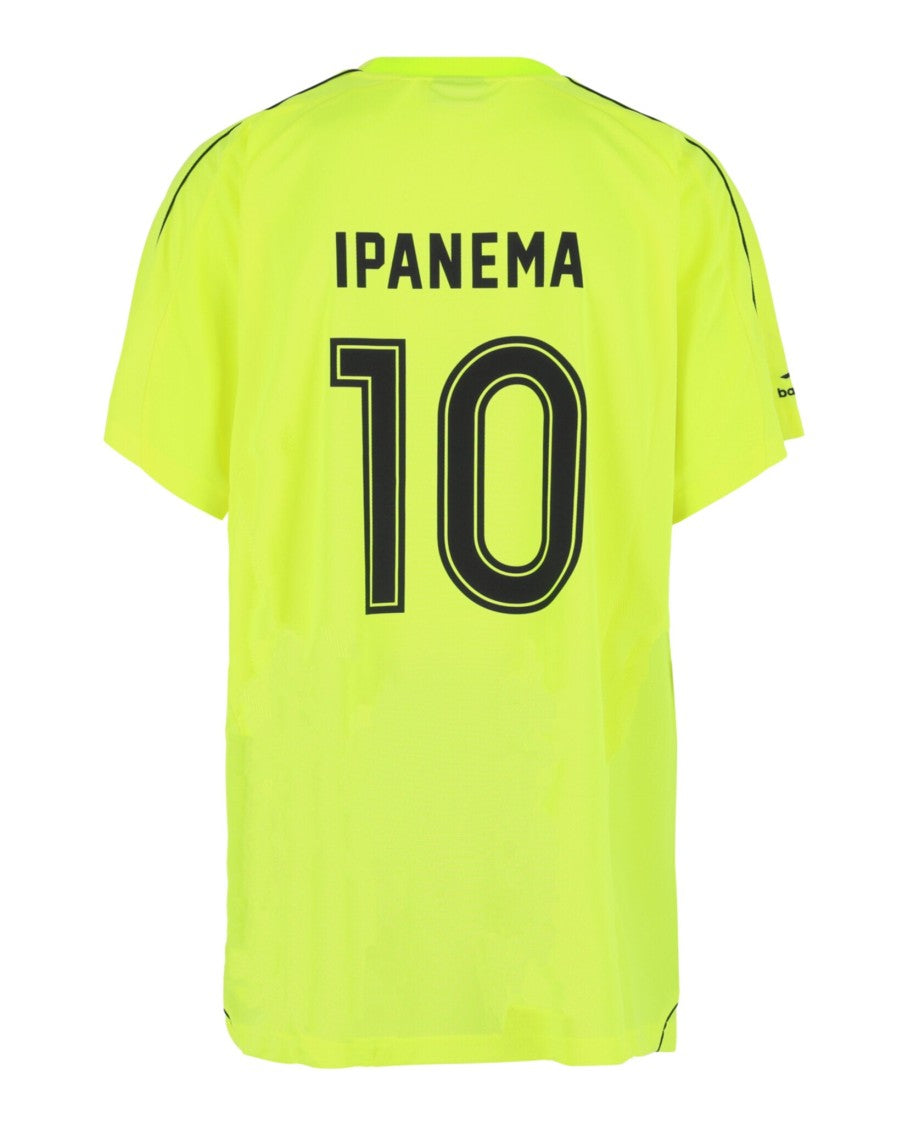 Balenciaga Neon Yellow Oversized Soccer T-Shirt With Ipanema 10 Graphic