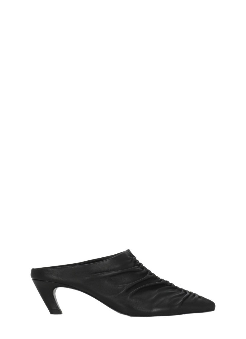 Ash Black Viva Draped Leather Sabot