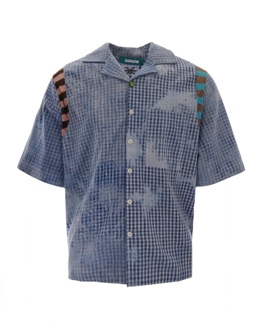 Barrow Bowling Collar Shirt With Micro-Checkered Pattern