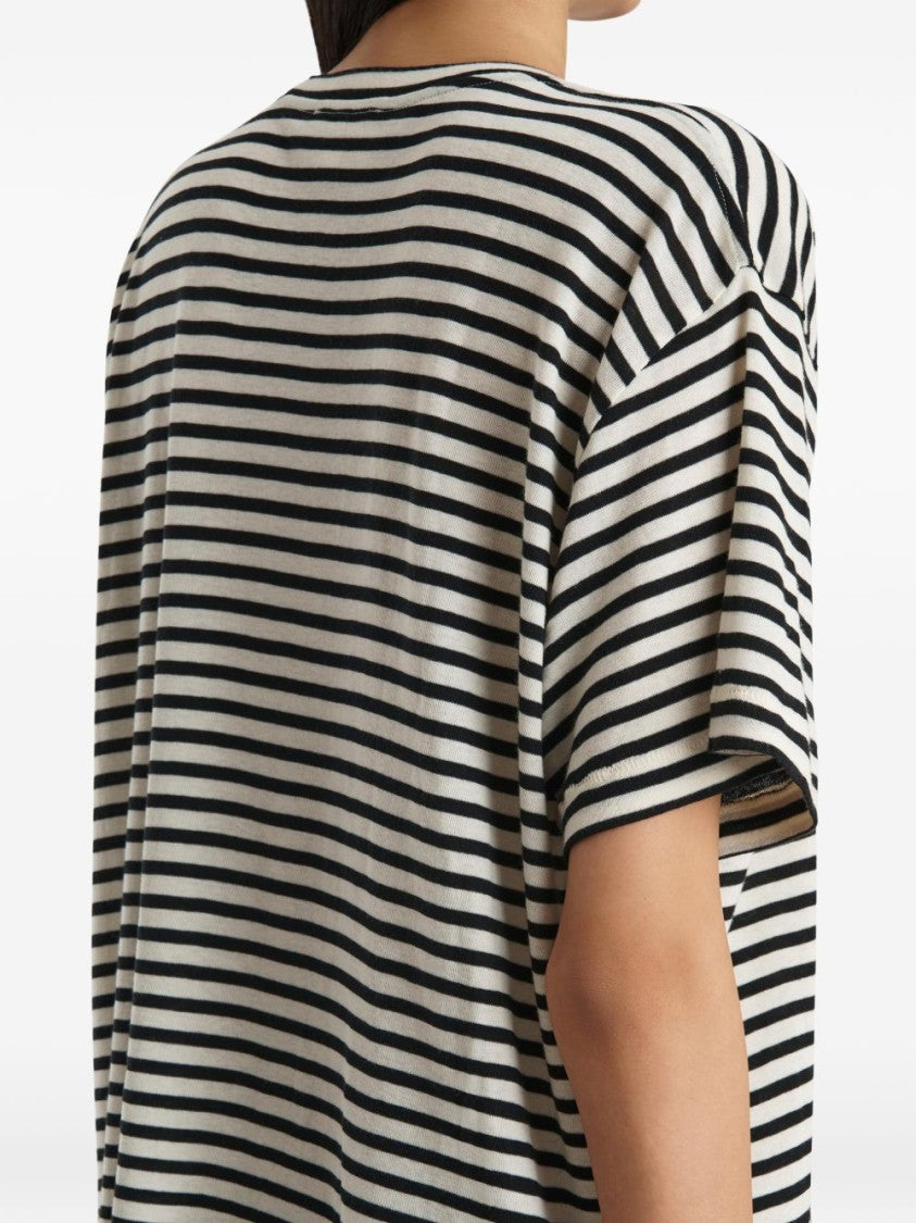 Khaite White Short-Sleeve Striped Ny T-Shirt