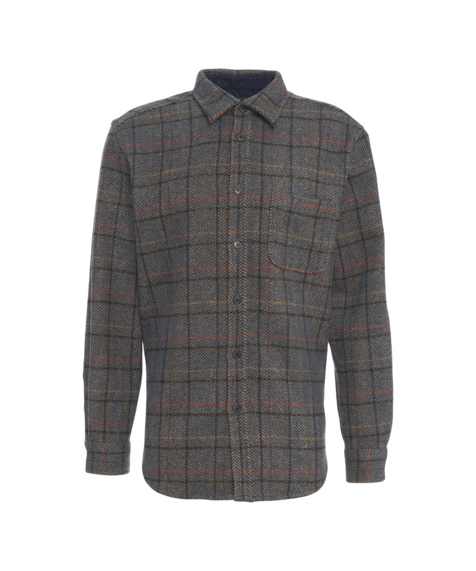Portuguese Flannel Checkered Wool Overshirt With Structured Collar