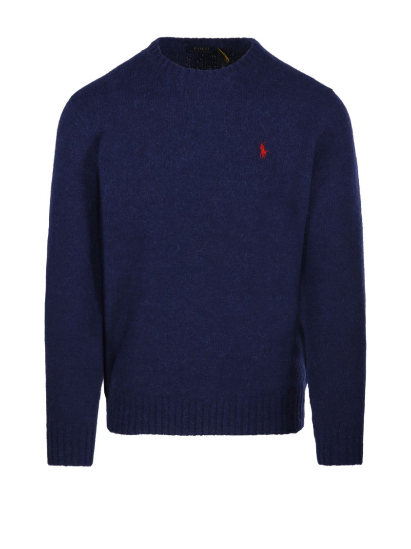 Polo Ralph Lauren Textured Blue Turtleneck Sweater With Ribbed Hem