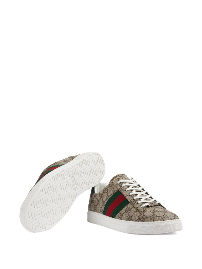 Gucci Beige And Ebony Gg Supreme Ace Trainers
