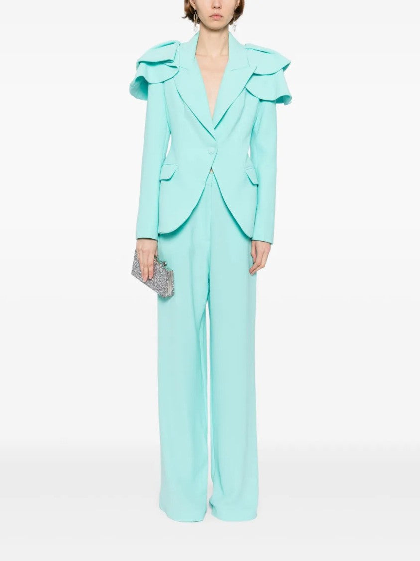 Saiid Kobeisy Jet Black Tailored Pants With Wide-Leg Silhouette