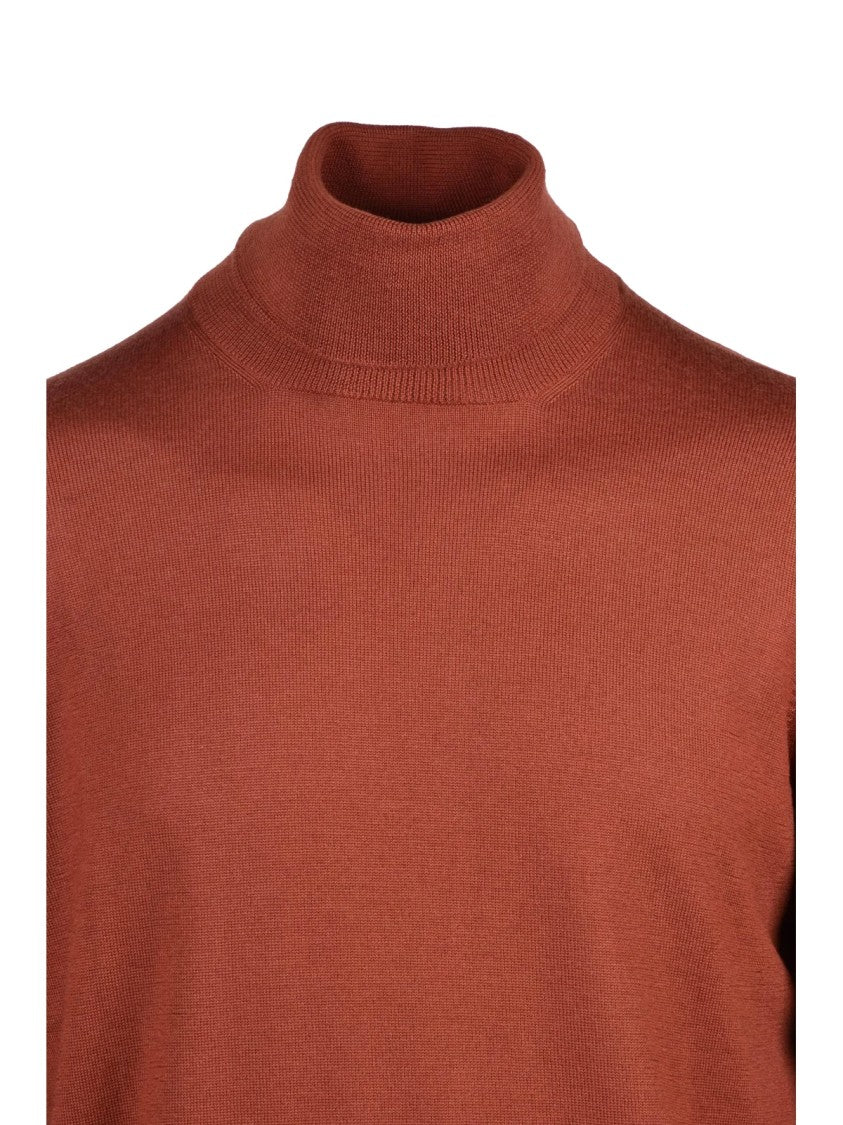 Gran Sasso Crew Neck Sweater In Rich Rust Virgin Wool