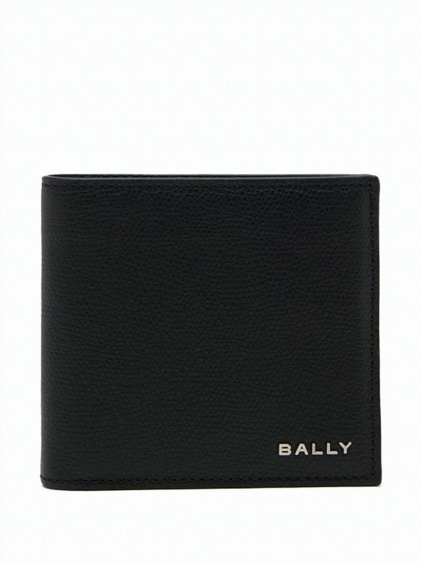 Bally Textured Calf Leather Bifold Wallet With Metallic Trim