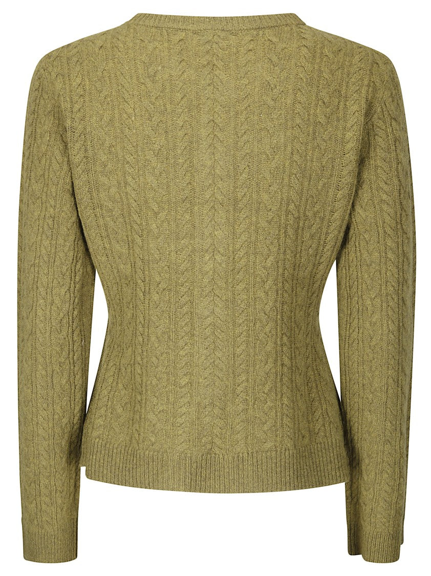 Baum Und Pferdgarten Intricate Knit Sweater With Contrast Buttons And Round Neckline