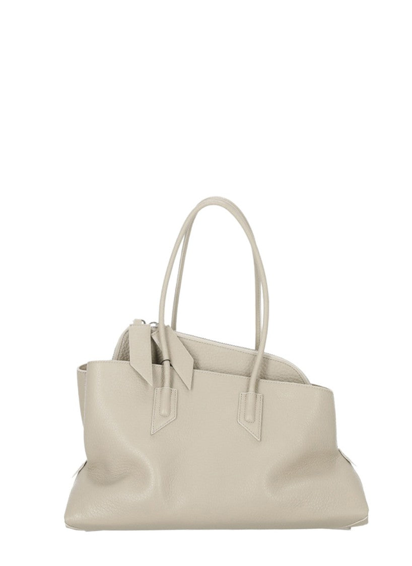 The Attico Ivory Textured Leather Tote Bag