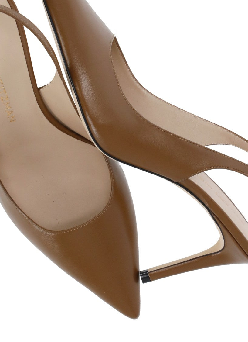 Stuart Weitzman Brown Power 75 Ankle Strap Slingback Pumps