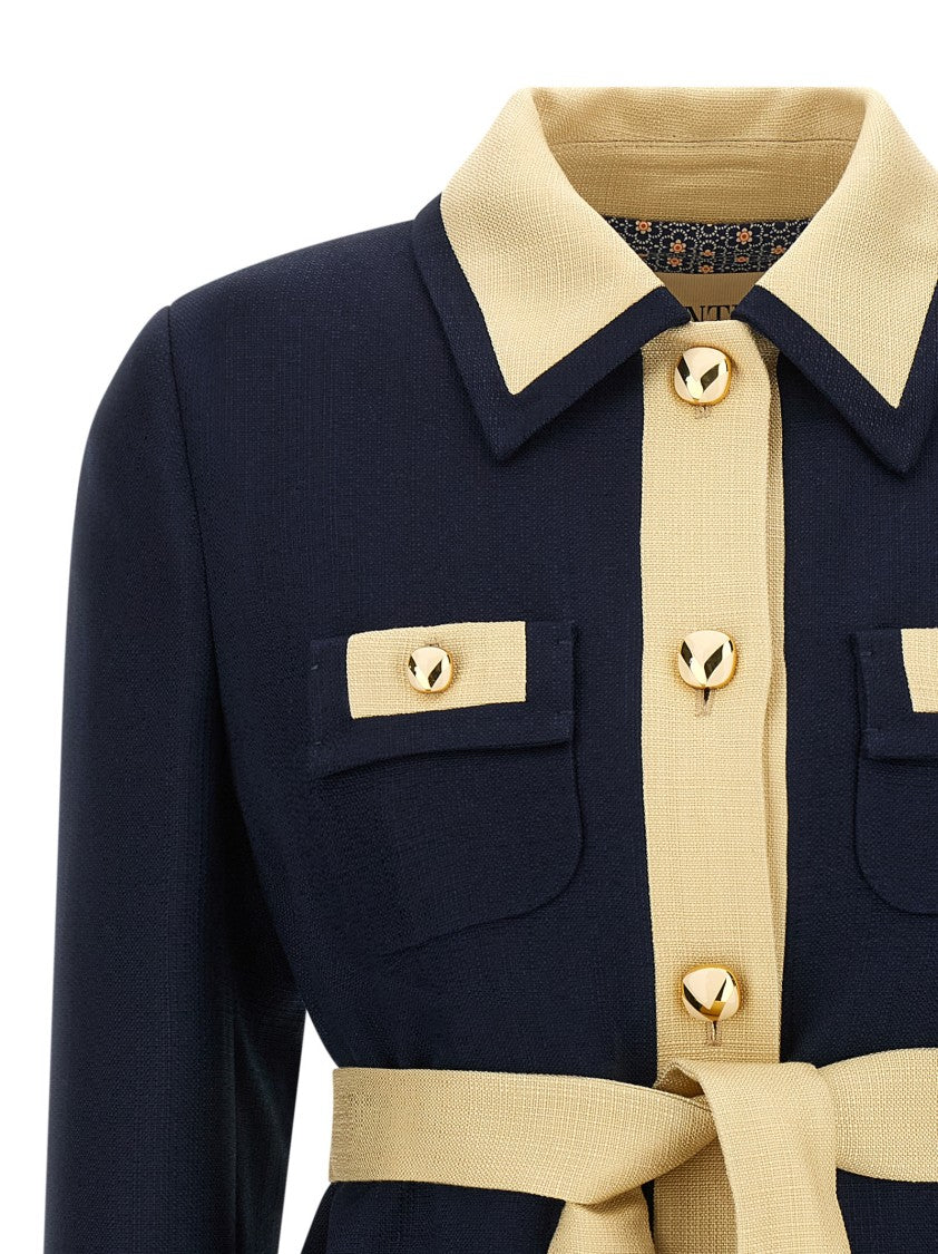 Valentino Garavani Belted Caban With Vlogo And Adjustable Waist