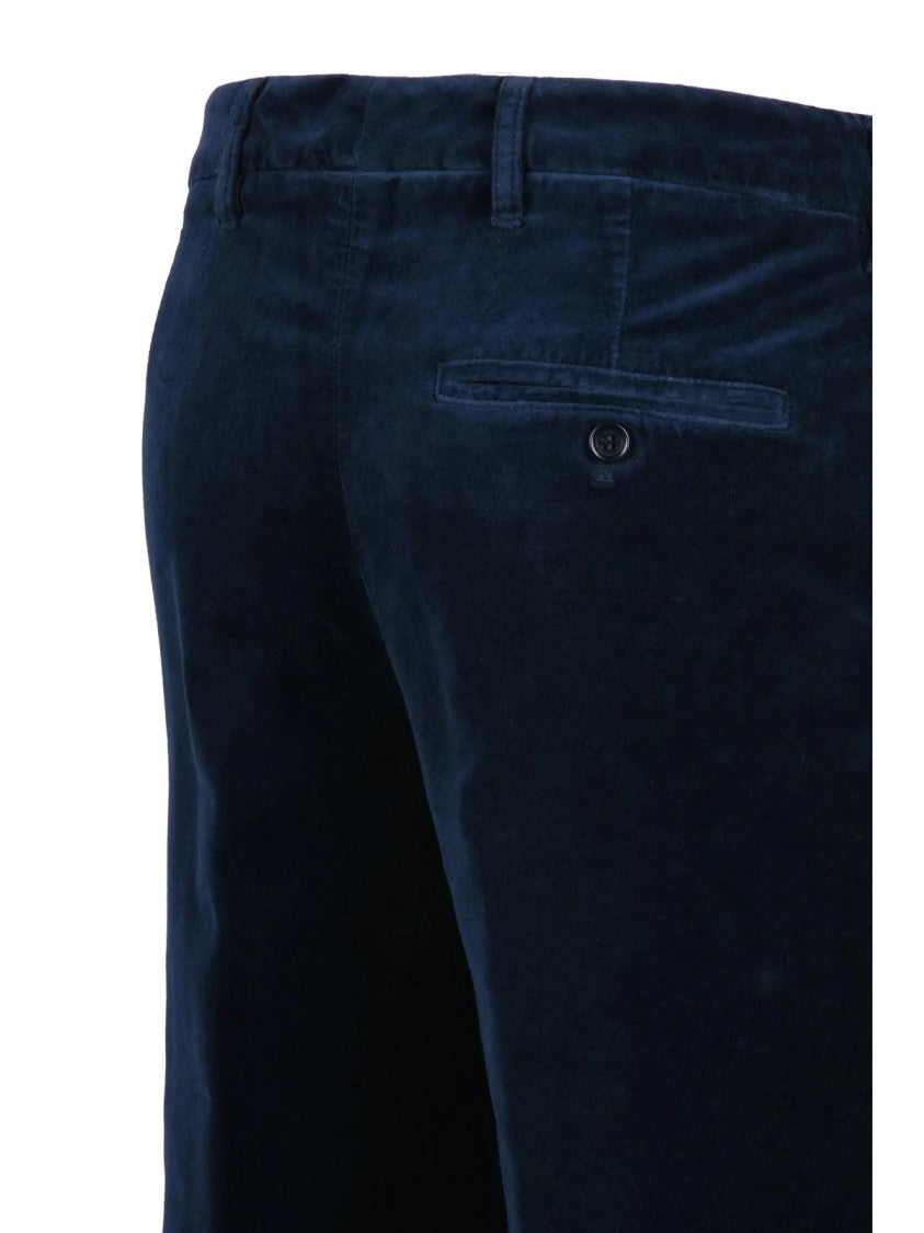 Aspesi Straight-Leg Cotton Trousers With Mid-Rise Waist And Velvety Texture