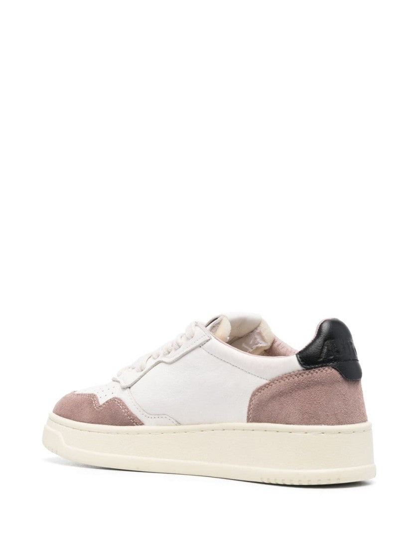 Autry White Brown Panelled Calf Leather Sneakers