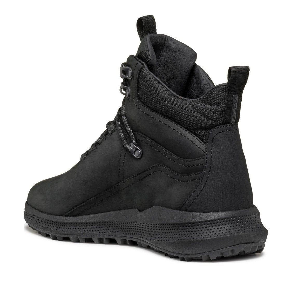 Geox Black Pg1x High-Top Textured Grip Sole Leather Boots