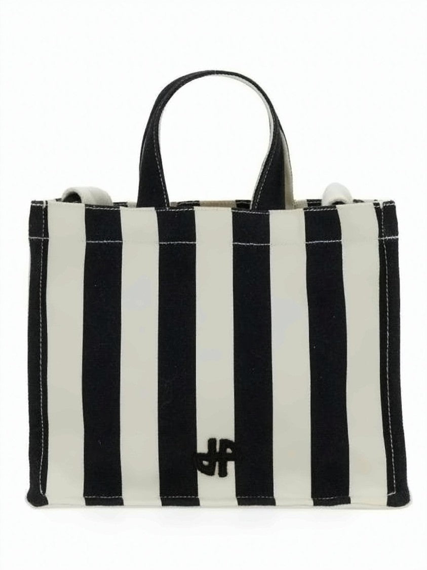 Patou Rectangular Cotton Tote Bag With Bold Stripes