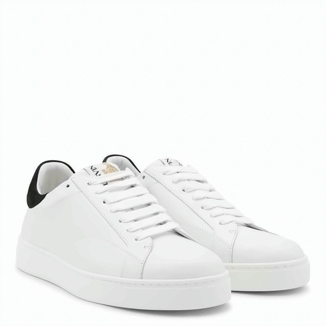 Lanvin Calf Leather Low-Top Sneakers With Contrasting Suede Heel Tab