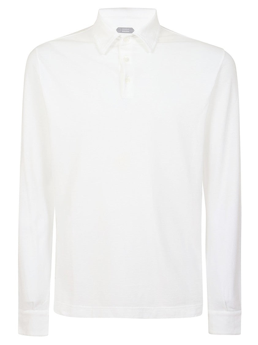 Zanone Long-Sleeve Polo Shirt With Buttoned Placket