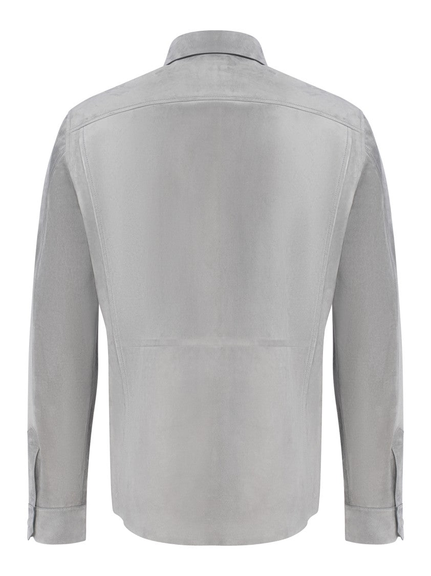 Tom Ford Light Grey Suede Cashmere Shirt
