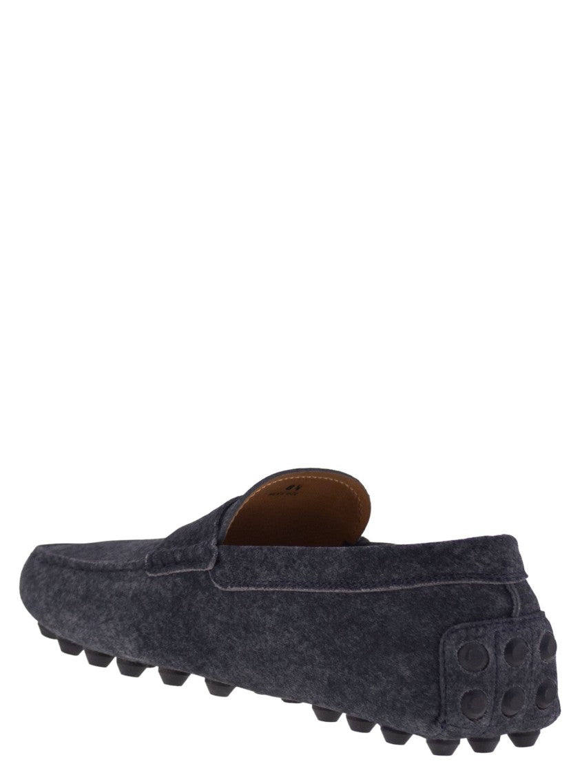 Tod's Gommino Bubble Sole In Suede Leather Loafers