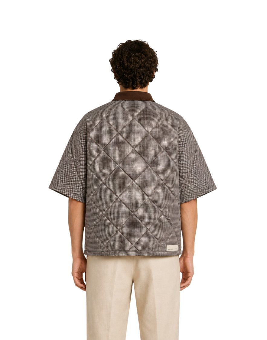 Nine In The Morning Check Diamond-Quilted Cotton Overshirt