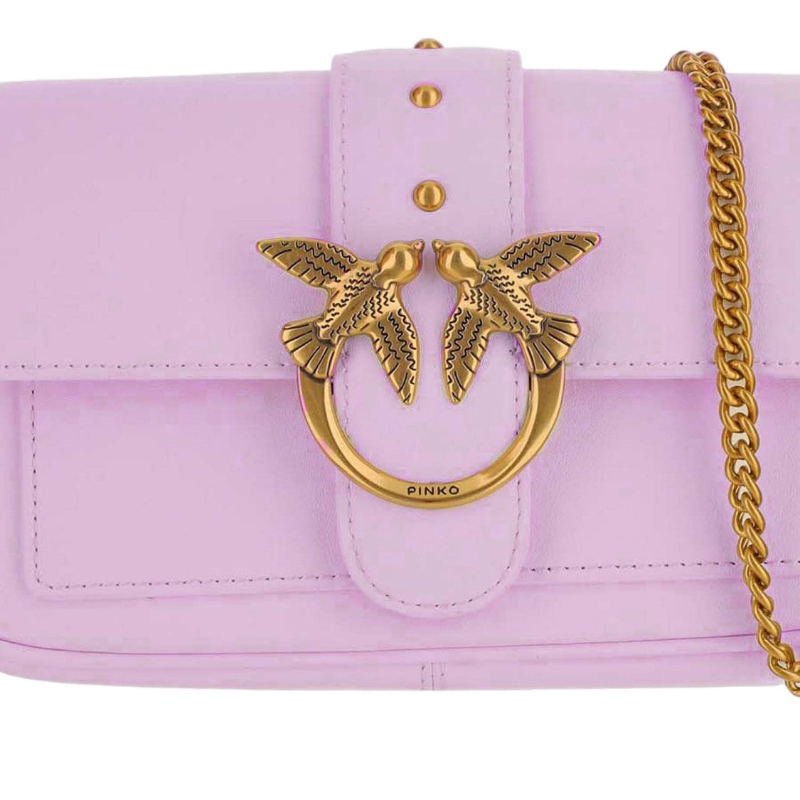 Pinko Leather Bag With Love Birds Diamond Cut Buckle