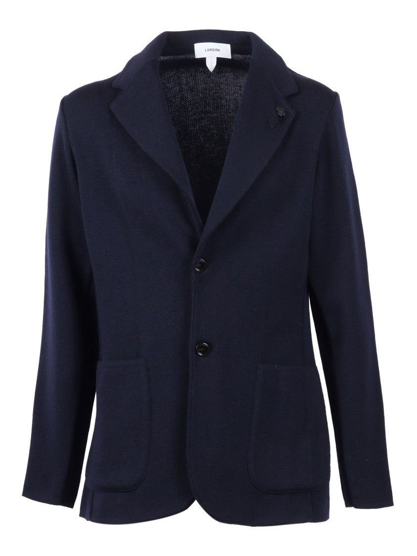 Lardini Tailored Knit Jacket In Deep Navy
