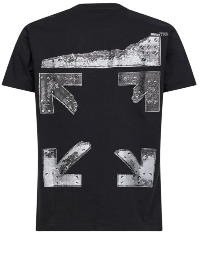 Off-White Contrast Logo Print Black Cotton T-Shirt