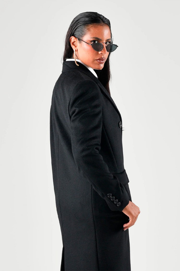 Max Mara Black Msteffige Double-Breasted Virgin Wool Coat
